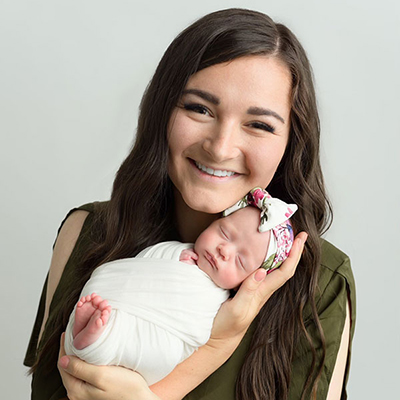 Emily Mabey with her baby Maggie.