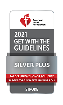 American Heart Association - 2021 Get with the Guidelines - Silver Plus. Target: Stroke Honor Roll Elite. Stroke. Target: Type 2 Diabetes Honor Roll.