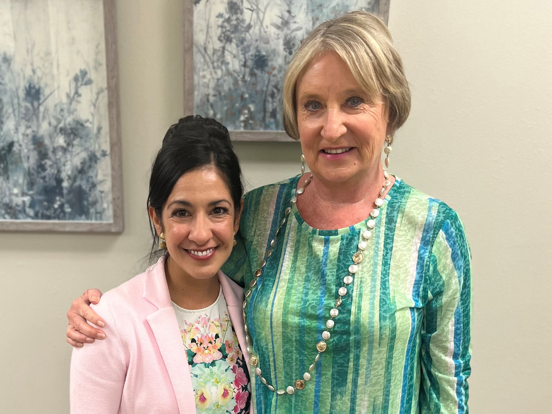 Debbie poses with Dr. Heidi Emrani, breast surgical oncologist at HCA Florida Blake Surgical Specialists
