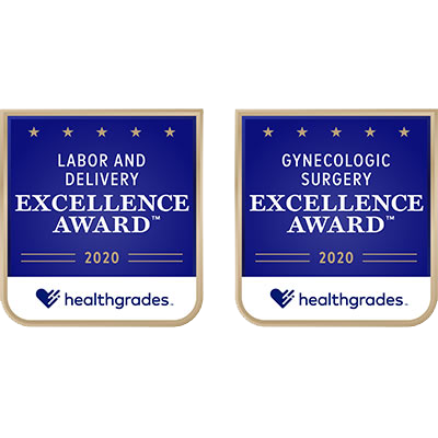 healthgrades 2020 labor and delivery excellence award and healthgrades 2020 gynecologic surgery excellence award