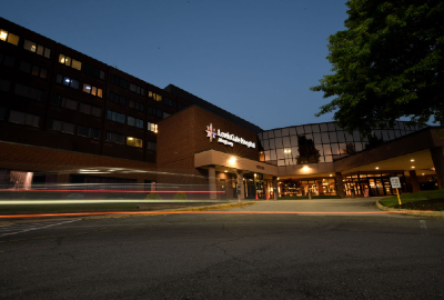 Nighttime exterior view of LewisGale Hospital Alleghany