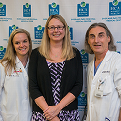 Amy Alexander poses with Overland Park Regional Medical Center staff.
