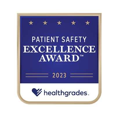 Patient Safety Excellence Award 2023 Healthgrades award.
