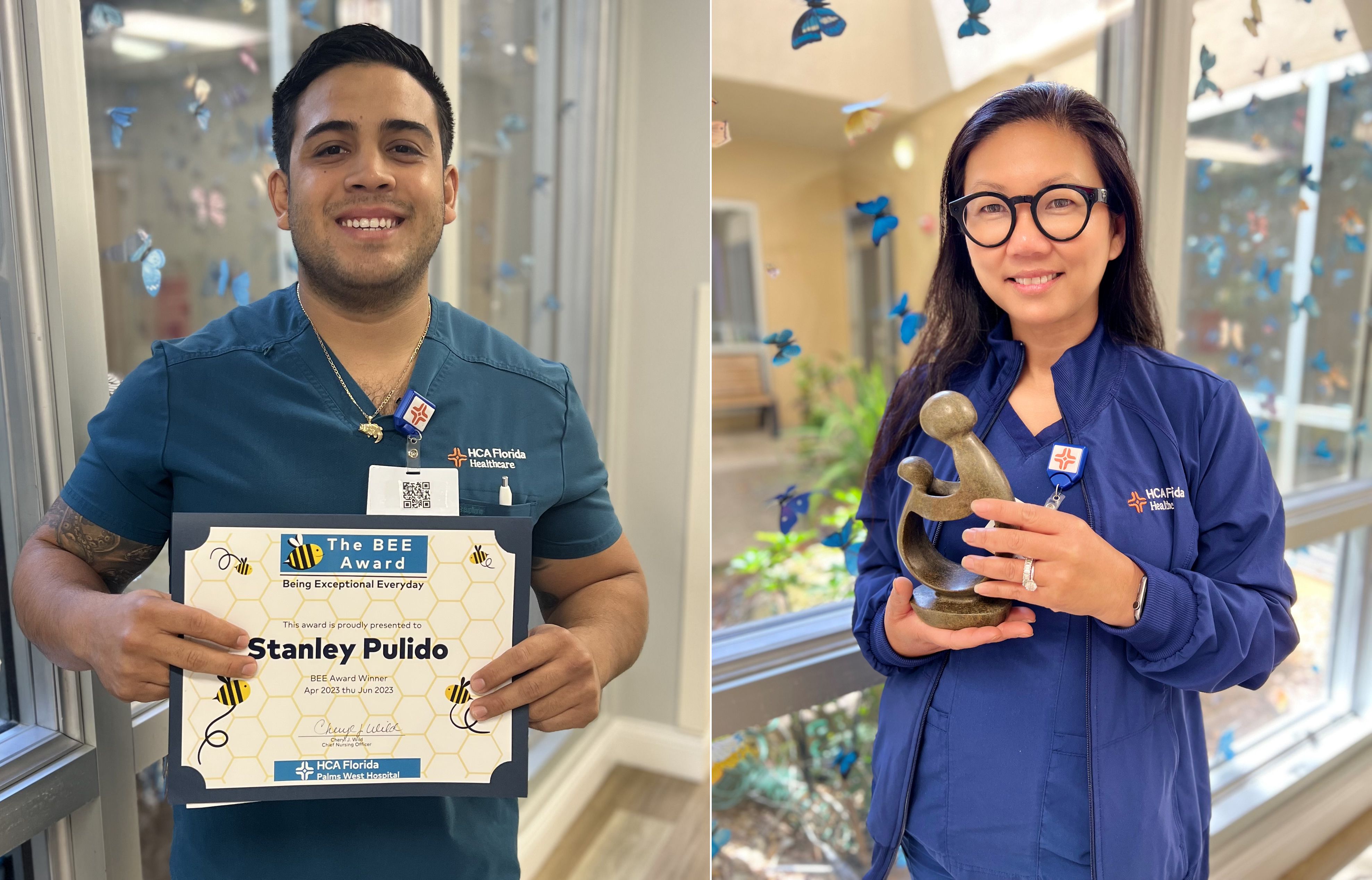 Stanley Pulido and Thessa Klansky receive service awards.