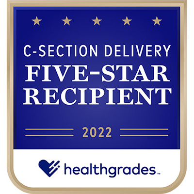 Healthgrades C-section delivery five-star recipient 2022 award.