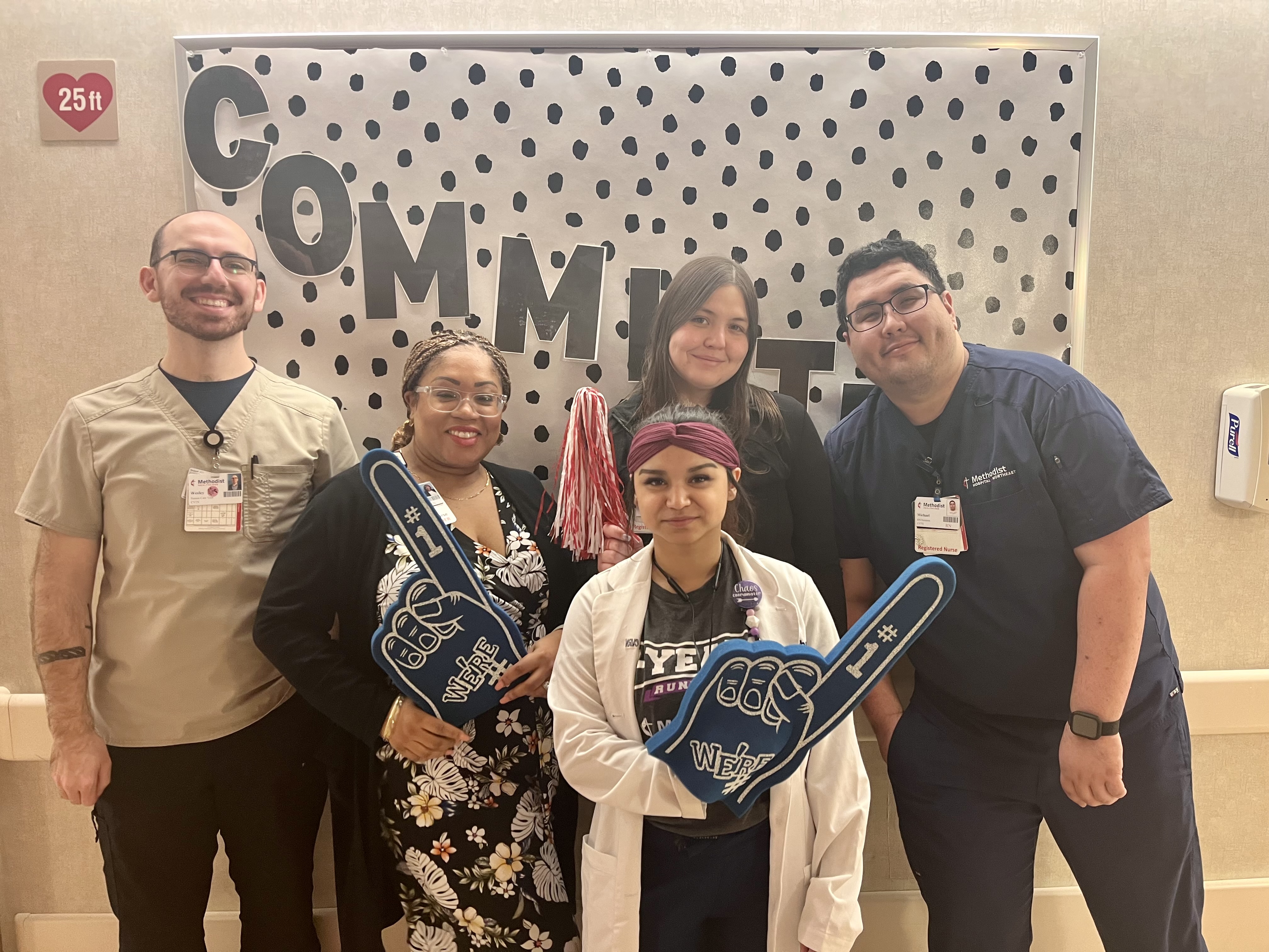 The Cardiovascular Telemetry Services Team cheers on Methodist Hospital Northeast for winning Best Hospital in San Antonio four years in a row.