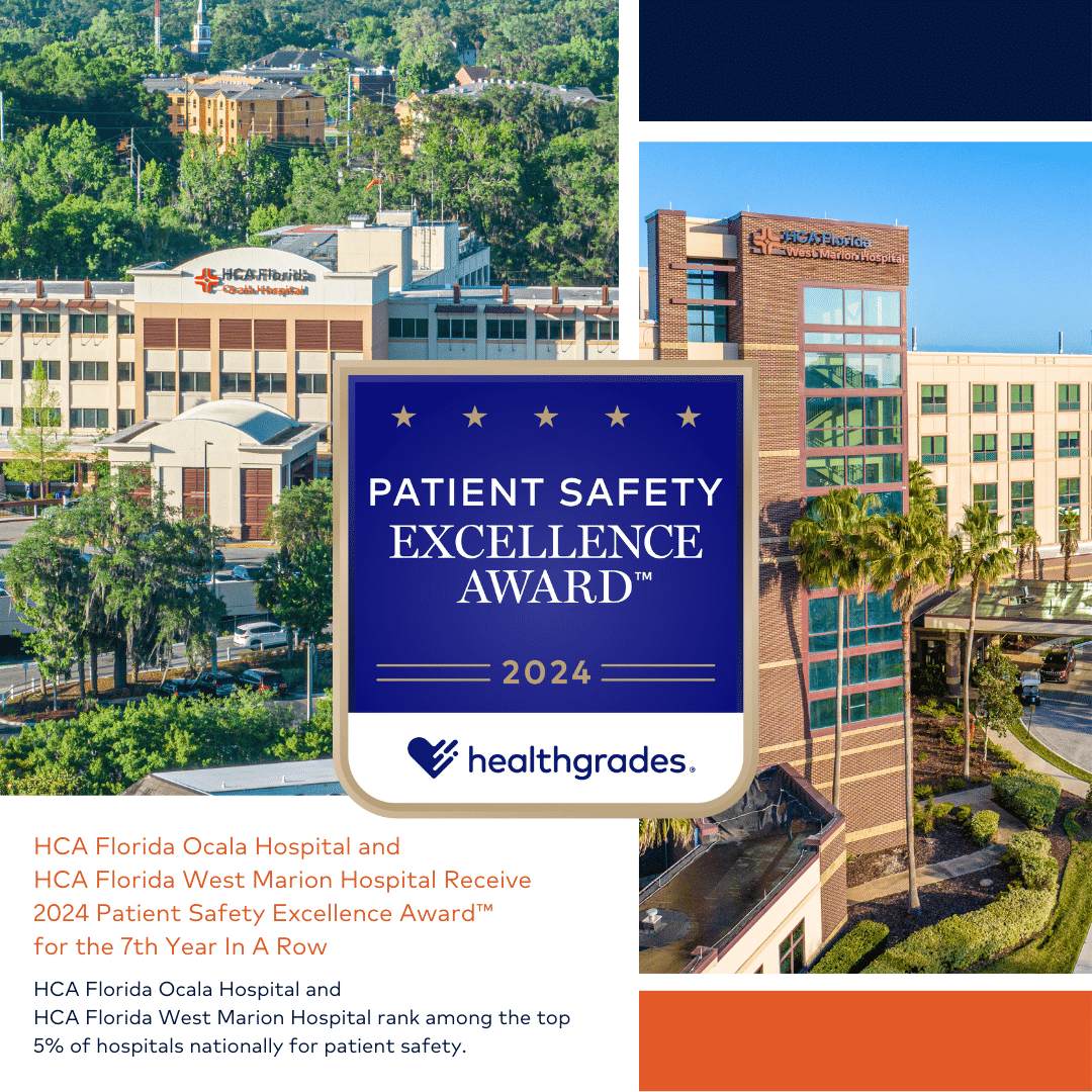 Ocala and West Marion Hospital win Healthgrades 2024 patient safety excellence award for 7th year in a row. Ocala and West Marion Hospital rank among the top 5% of hospitals nationally for patient safety 