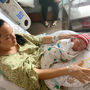 Paula D with her newborn.