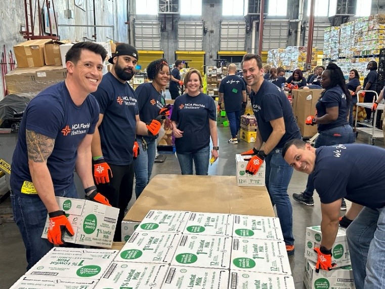 HCA Florida Healthcare showed up in a big way to support Second Harvest Food Bank of Central Florida. Colleagues from across the Central Florida area volunteered to help sort food to be distributed throughout Central Florida food banks.