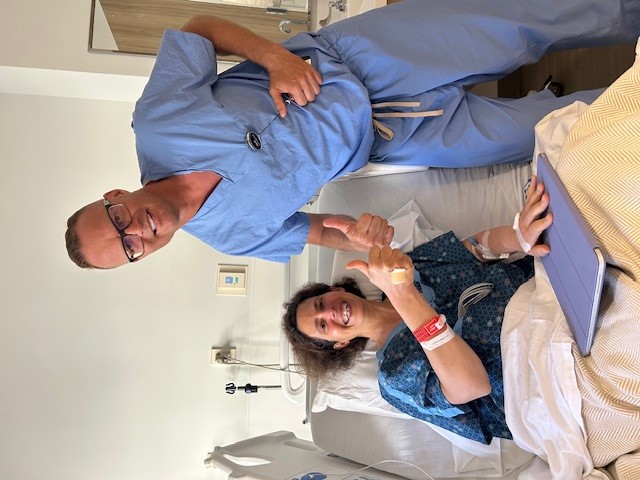 Patient Dr. Nada Alsaigh (left), with Dr. Tobias Carling at The Hospital for Endocrine Surgery