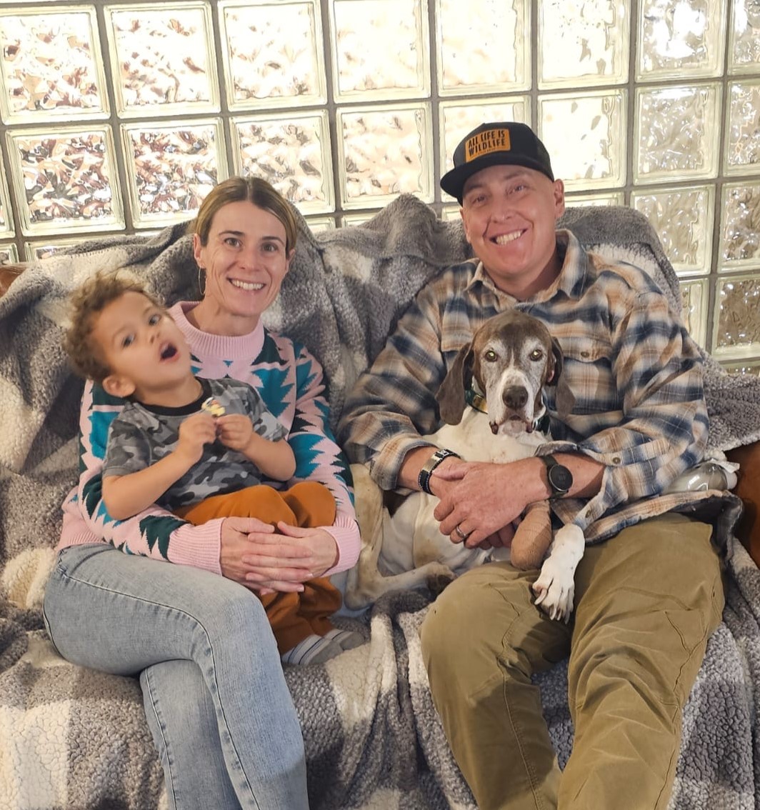 Schwanke family with son Calvin and Dog.